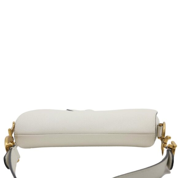 Christian Dior  Saddle Grained Calfskin Leather Shoulder Bag Off White - Picture 5 of 15